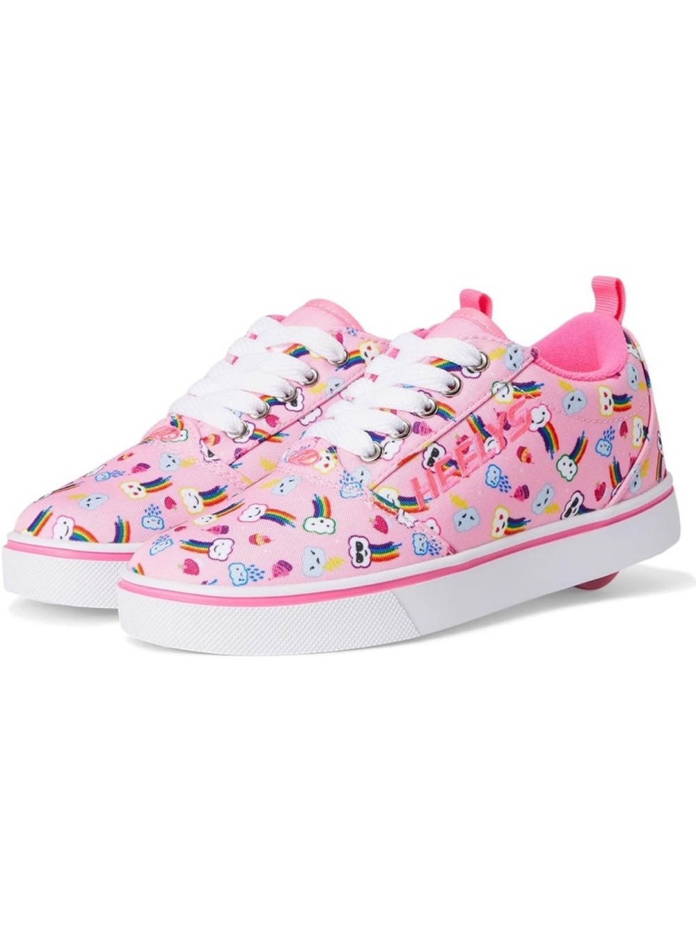 Heelys Pro 20 Prints Youth Sneakers Size 3 Low Top Wheels Canvas Rainbows Pink